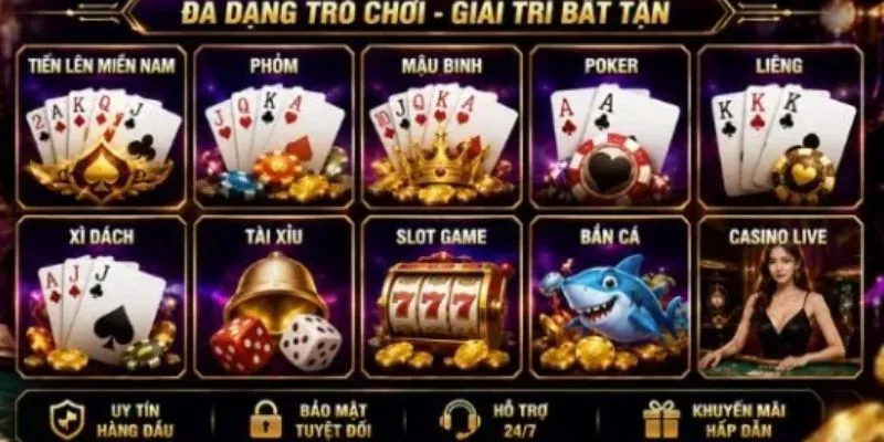 Sảnh Live Casino tích hợp Evolution Gaming với dealer thật, phát trực tiếp đa góc camera 24/7.